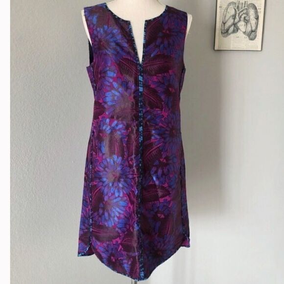 J Crew Sleeveless Floral Print Jacquard Shift Dress in Midnight 0 - Picture 3 of 5